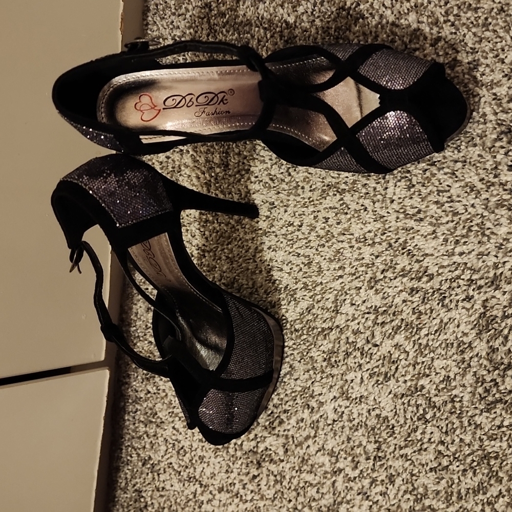 Black & Silver Stiletto Heels
